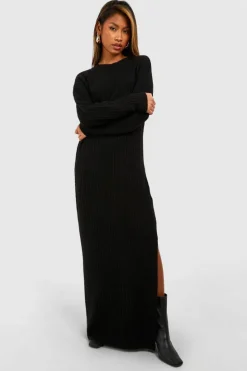 Jumper Dresses|Jumper Dresses*boohoo Soft Rib Maxi Knitted Dress black