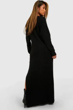Jumper Dresses|Jumper Dresses*boohoo Soft Rib Maxi Knitted Dress black