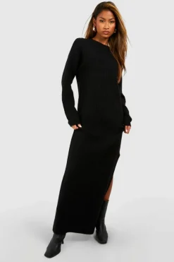 Jumper Dresses|Jumper Dresses*boohoo Soft Rib Maxi Knitted Dress black