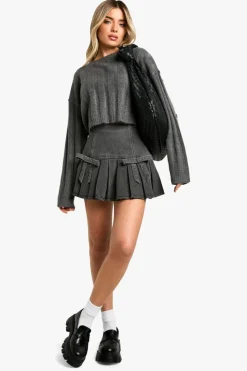 Jumpers|Jumpers & Cardigans*boohoo Soft Wide Rib Exposed Seam Crop Jumper charcoal
