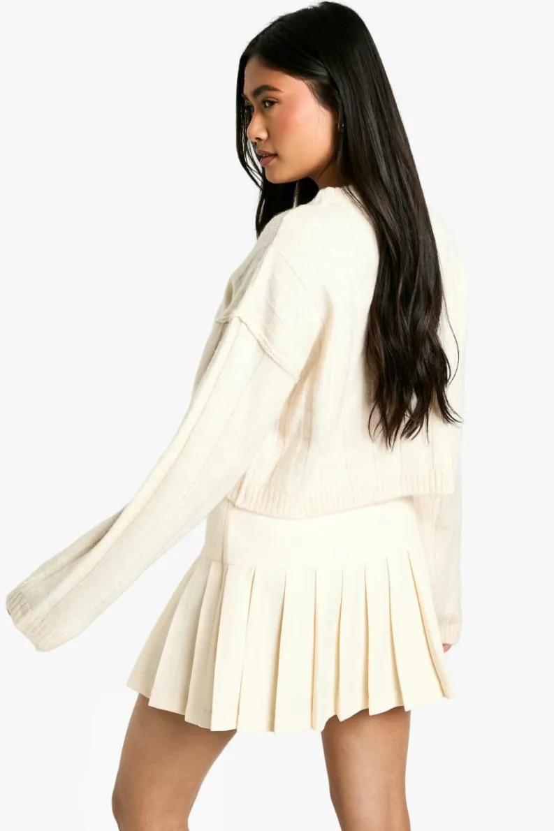 Jumpers|Jumpers & Cardigans*boohoo Soft Wide Rib Exposed Seam Crop Jumper ecru