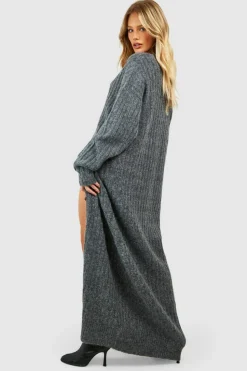 Cardigans|Jumpers & Cardigans*boohoo Soft Wide Rib Maxi Cardigan charcoal