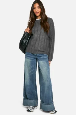 Oversized Jumpers|Jumpers*boohoo Soft Wide Rib Oversized Jumper charcoal