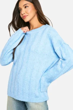 Oversized Jumpers|Jumpers*boohoo Soft Wide Rib Oversized Jumper sky blue