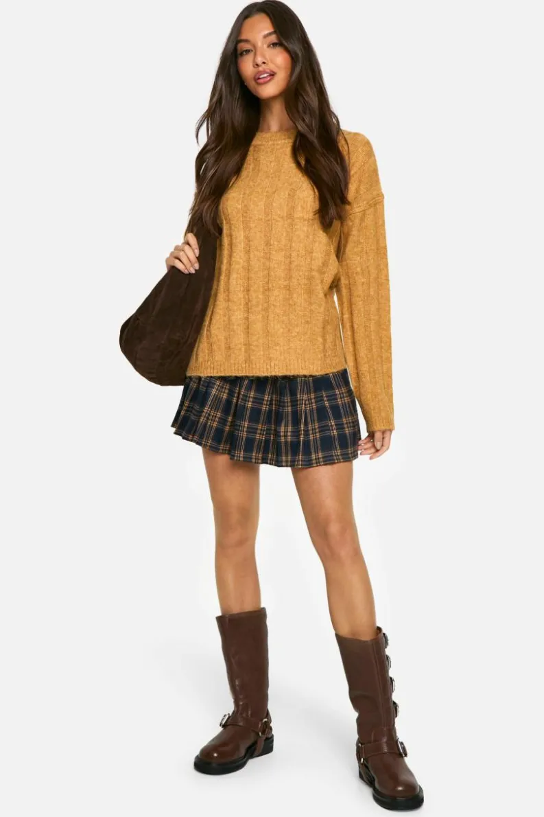 Oversized Jumpers|Jumpers*boohoo Soft Wide Rib Oversized Jumper mustard