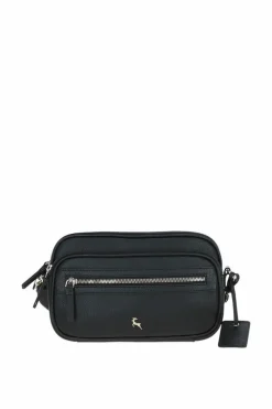 Cross-Body Bags*Ashwood Leather Sogno di Cuoio' Compact Twin Zip Crossbody Bag Black