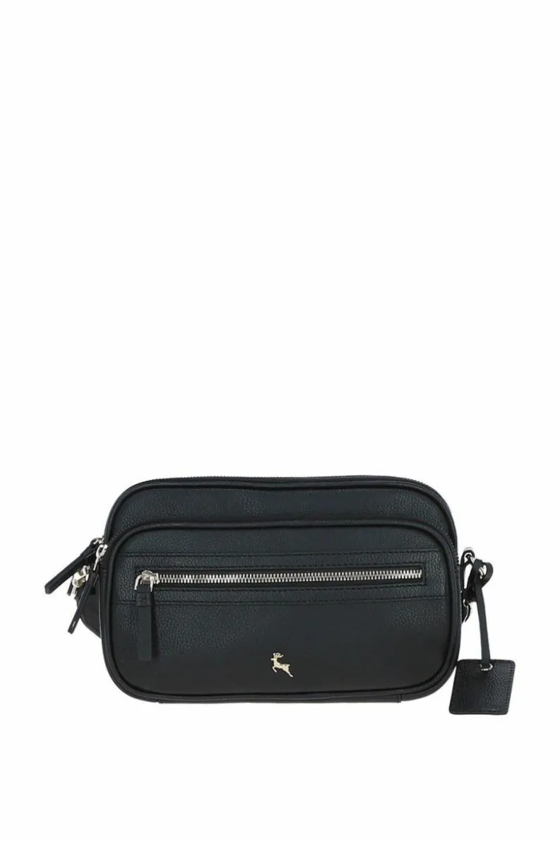 Cross-Body Bags*Ashwood Leather Sogno di Cuoio' Compact Twin Zip Crossbody Bag Black