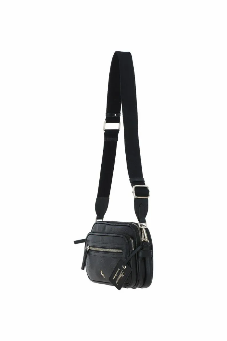 Cross-Body Bags*Ashwood Leather Sogno di Cuoio' Compact Twin Zip Crossbody Bag Black