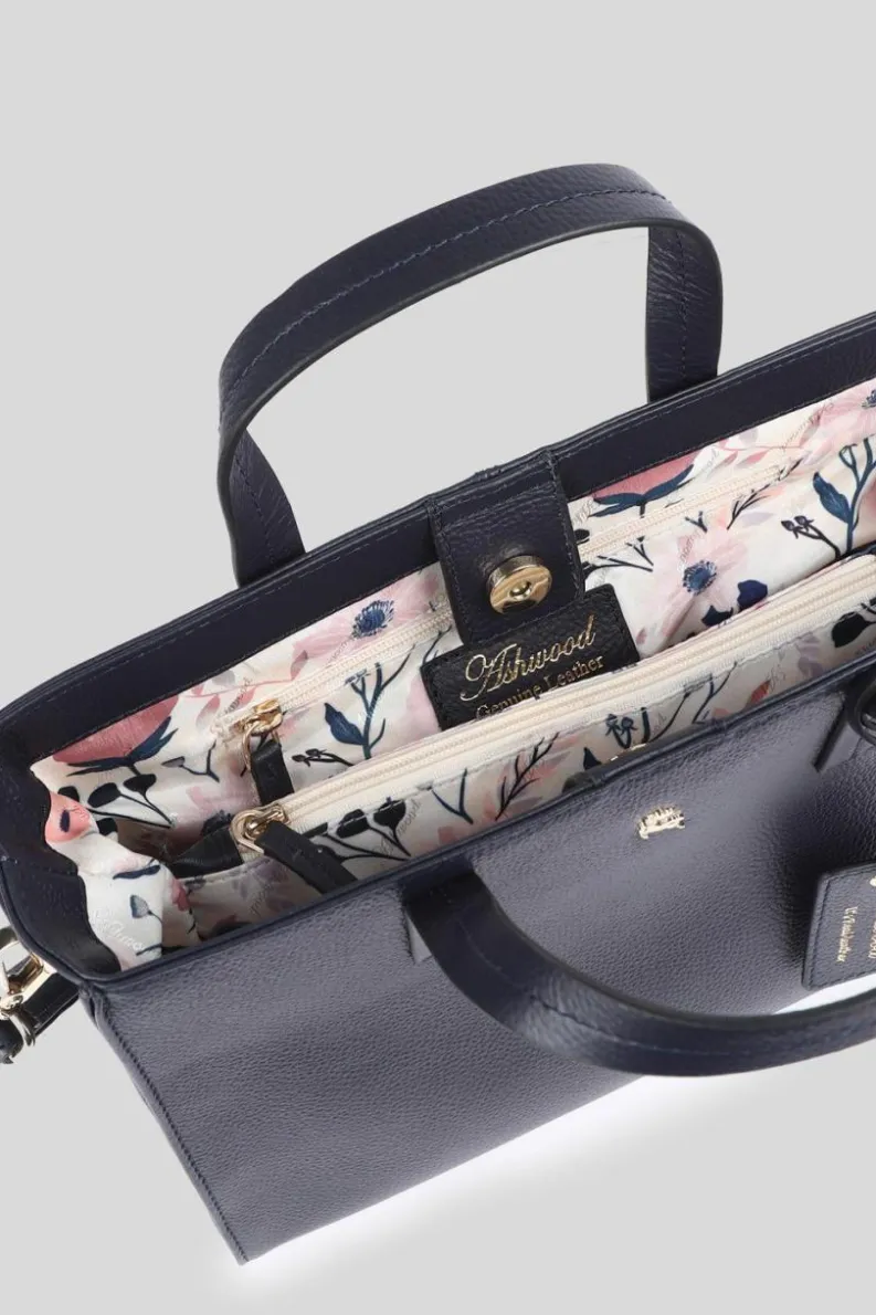 Cross-Body Bags|Tote Bags*Ashwood Leather Sogno di Pelle' Real Leather Tote Bag Navy