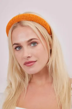 Hair Accessories*My Accessories London Solid Beaded headband Orange