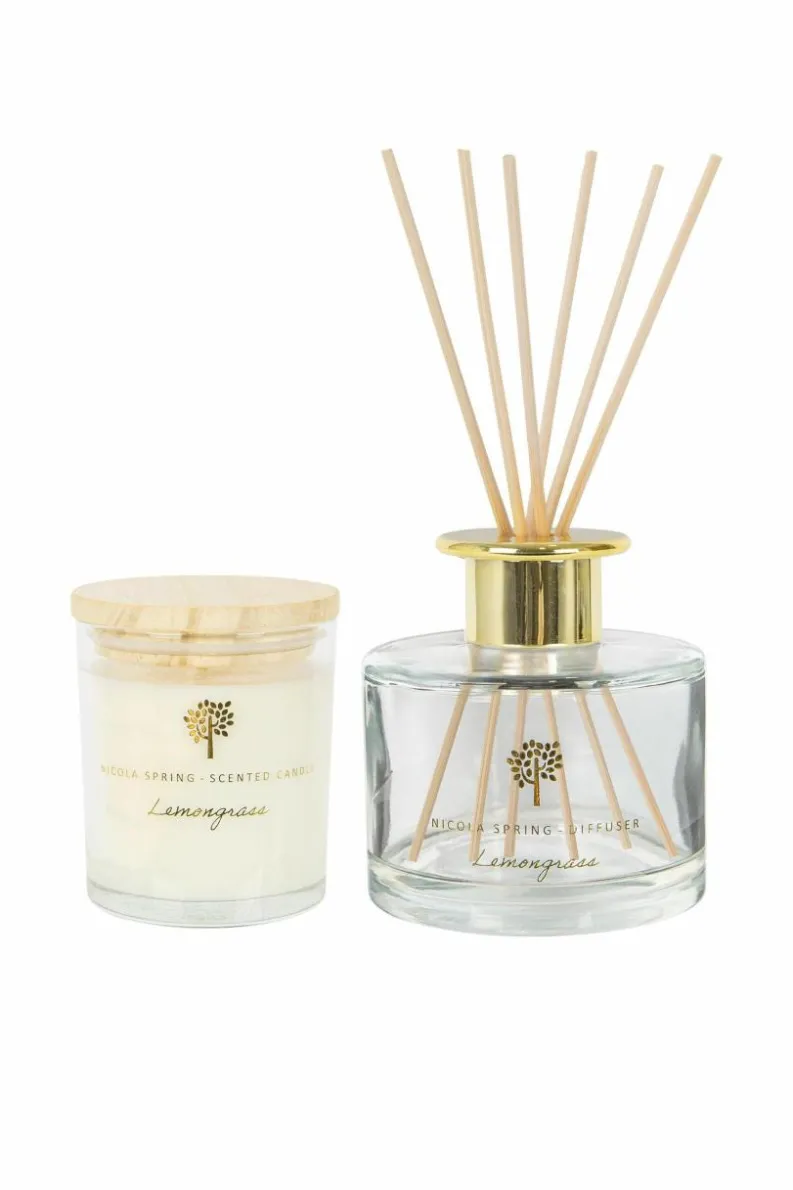 Candles & Diffusers|Candles*Nicola Spring Soy Wax Scented Candle & Reed Diffuser Set - 130g - Lemongrass Cream