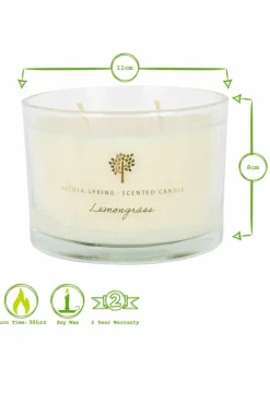 Candles & Diffusers|Candles*Nicola Spring Soy Wax Scented Candles - 350g - Lemongrass - Pack of 3 Cream