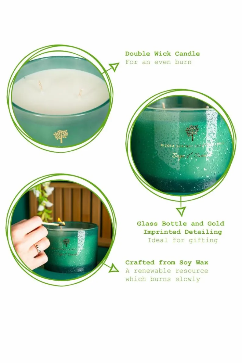 Candles & Diffusers|Candles*Nicola Spring Soy Wax Scented Candles 350g Sage & Seasalt Pack of 3 Green