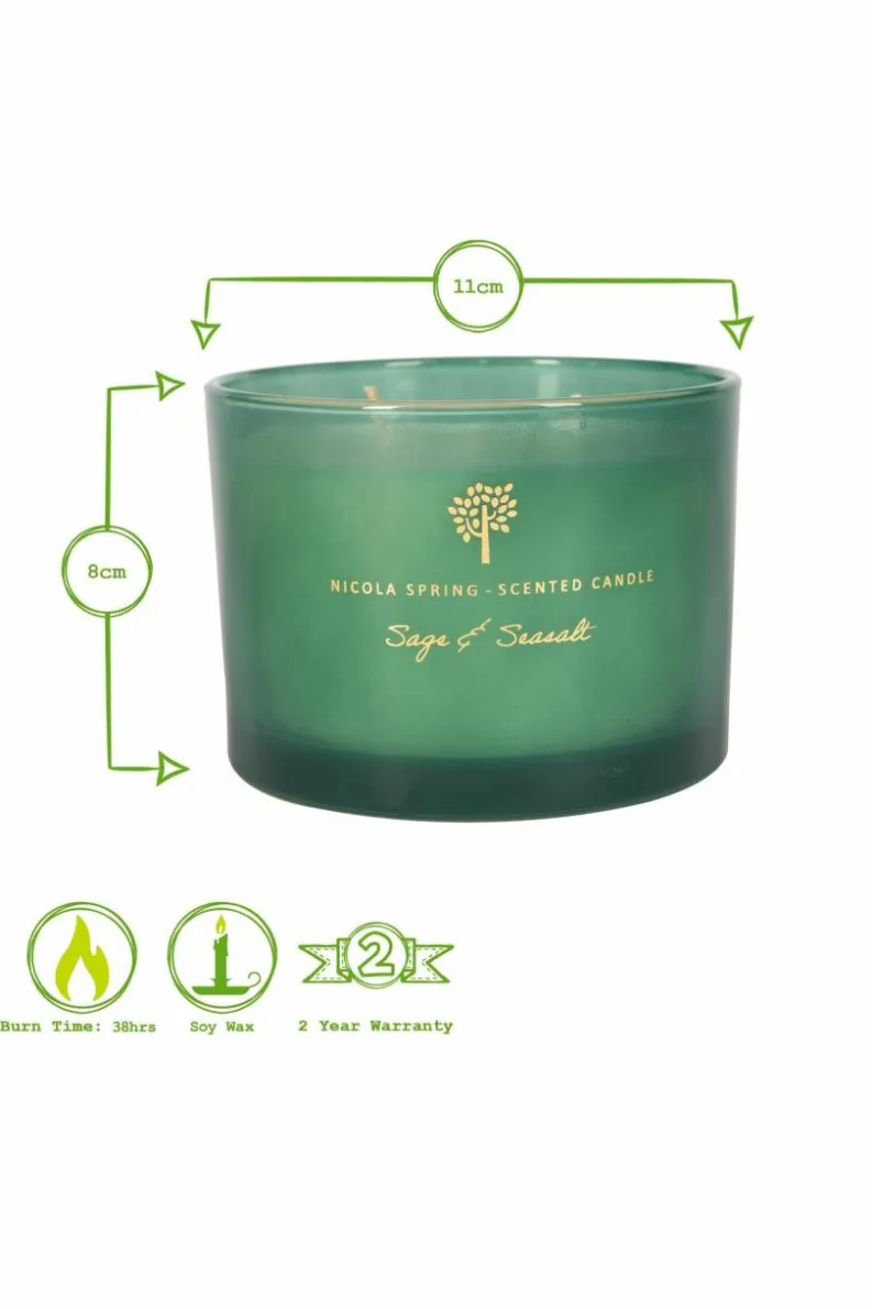 Candles & Diffusers|Candles*Nicola Spring Soy Wax Scented Candles 350g Sage & Seasalt Pack of 3 Green