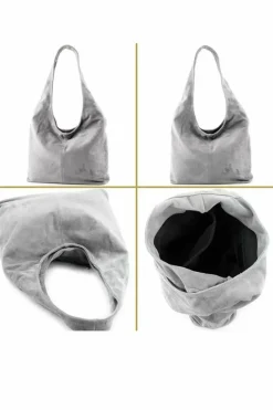 Handbags|Tote Bags*Kitise Spacious Slouch Genuine Italian Suede Tote Handbag Beige