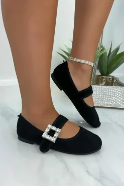 Ballet Flats|Flats*Love Lemonade Sparkly Buckle Mary Jane Ballet Flats Black