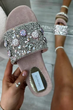 Sandals*Love Lemonade Sparkly Gem Sliders Pink