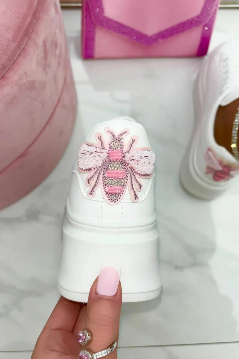 Trainers*Love Lemonade Sparkly Trim Bumble Bee Chunky Trainers Pink
