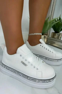Trainers*Love Lemonade Sparkly Wedge Trim Trainers White