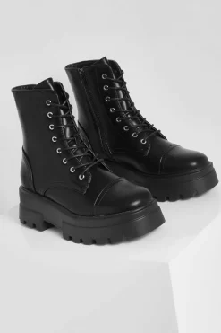 Chunky Boots|Biker Boots*boohoo Split Sole Chunky Hiker Boots black