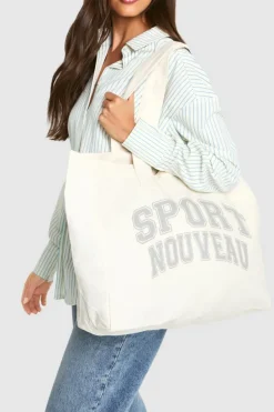 Handbags|Tote Bags*boohoo Sport Nouveau Slogan Tote Bag ivory