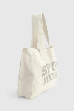 Handbags|Tote Bags*boohoo Sport Nouveau Slogan Tote Bag ivory