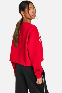 Sweatshirts|Hoodies & Sweatshirts*boohoo Sports Club Slogan Boxy Oversized Crew Neck Sweatshirt red