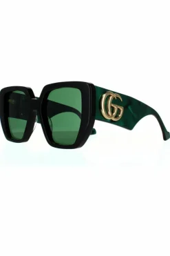 Sunglasses*Gucci Square and Green Swirl Green Sunglasses Black