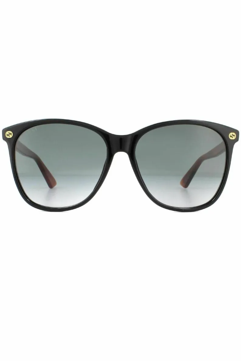 Sunglasses*Gucci Square Brown Grey Gradient Sunglasses Black