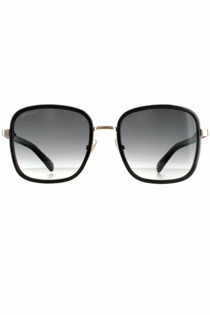 Sunglasses*Jimmy Choo Square Black Grey Gradient Elva/S Sunglasses Gold
