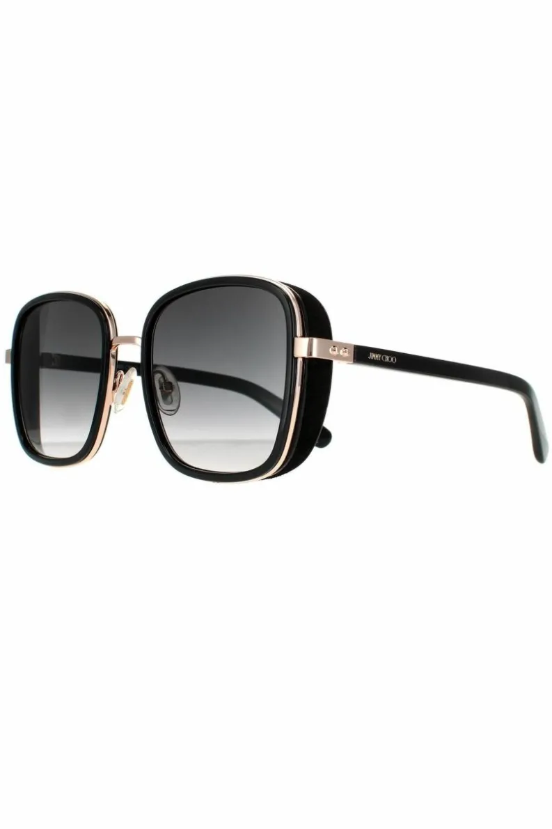 Sunglasses*Jimmy Choo Square Black Grey Gradient Elva/S Sunglasses Gold