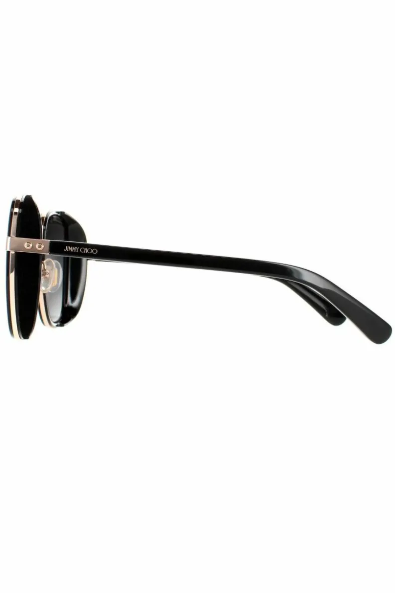 Sunglasses*Jimmy Choo Square Black Grey Gradient Elva/S Sunglasses Gold