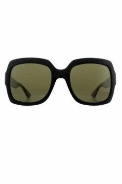 Sunglasses*Gucci Square Green Glitter and Red Green Sunglasses GG0036SN Black