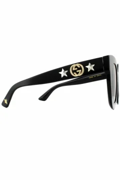 Sunglasses*Gucci Square Grey Gradient Sunglasses Black