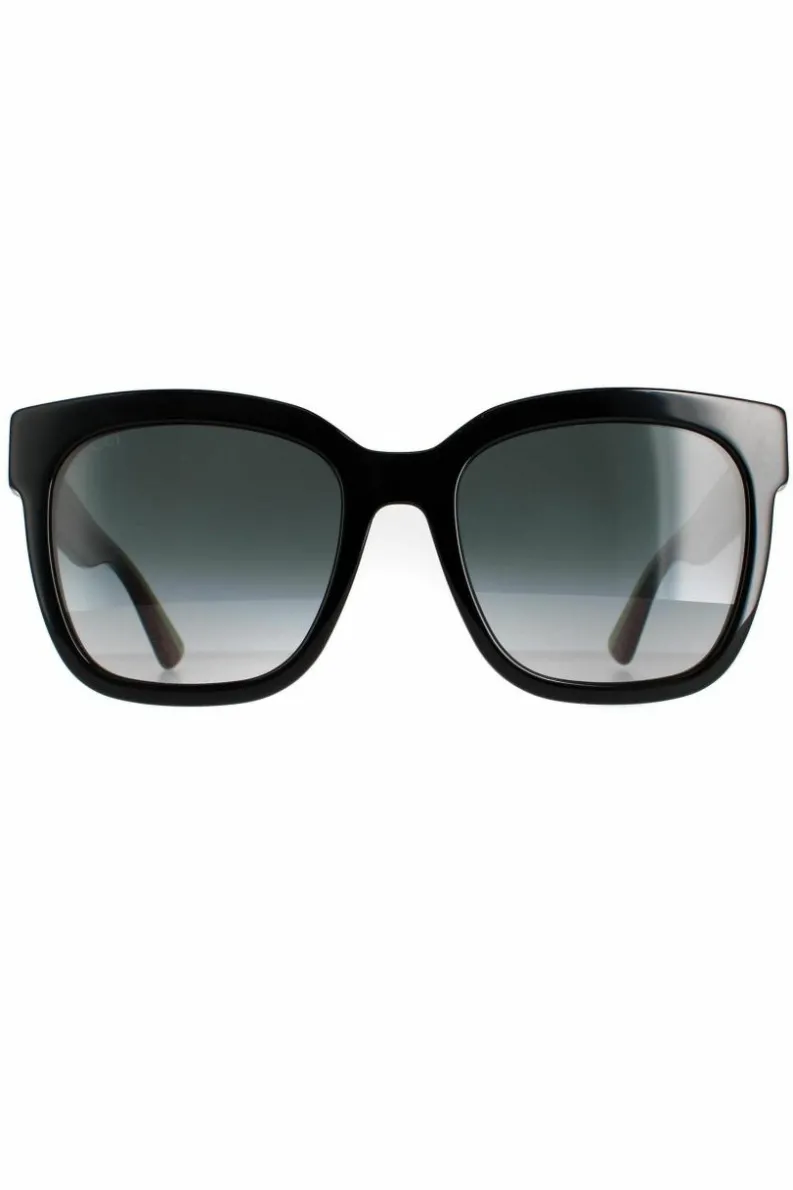 Sunglasses*Gucci Square With Green and Red Glitter Grey Gradient GG0034SN Sunglasses Black