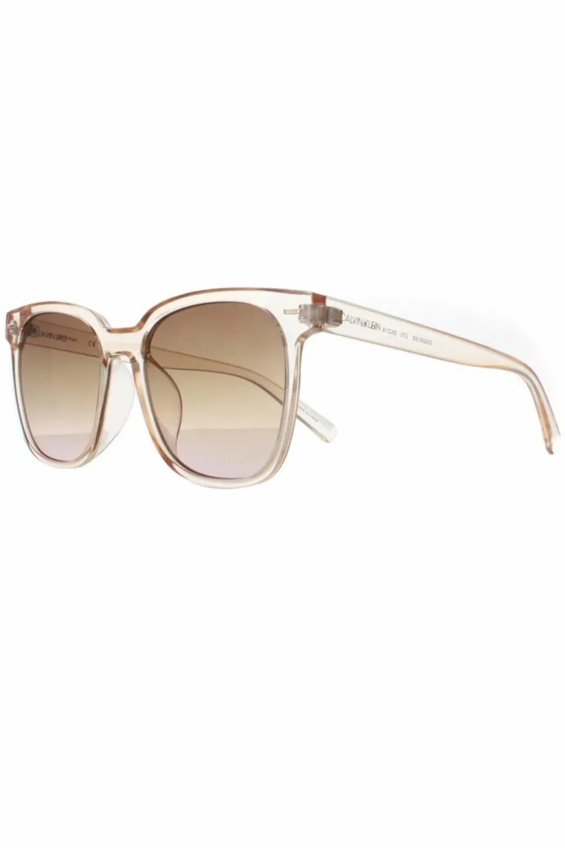 Sunglasses*CALVIN KLEIN Square Crystal Beige Brown Brown Gradient CK20519S Clear