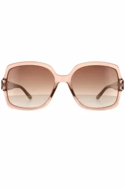 Sunglasses*Jimmy Choo Square Crystal Nude Brown Gradient Sunglasses Beige