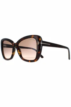 Sunglasses*Tom Ford Square Dark Havana Gradient Maeve FT1008 Brown