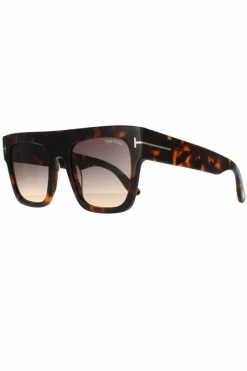 Sunglasses*Tom Ford Square Dark Havana Smoke Gradient Brown