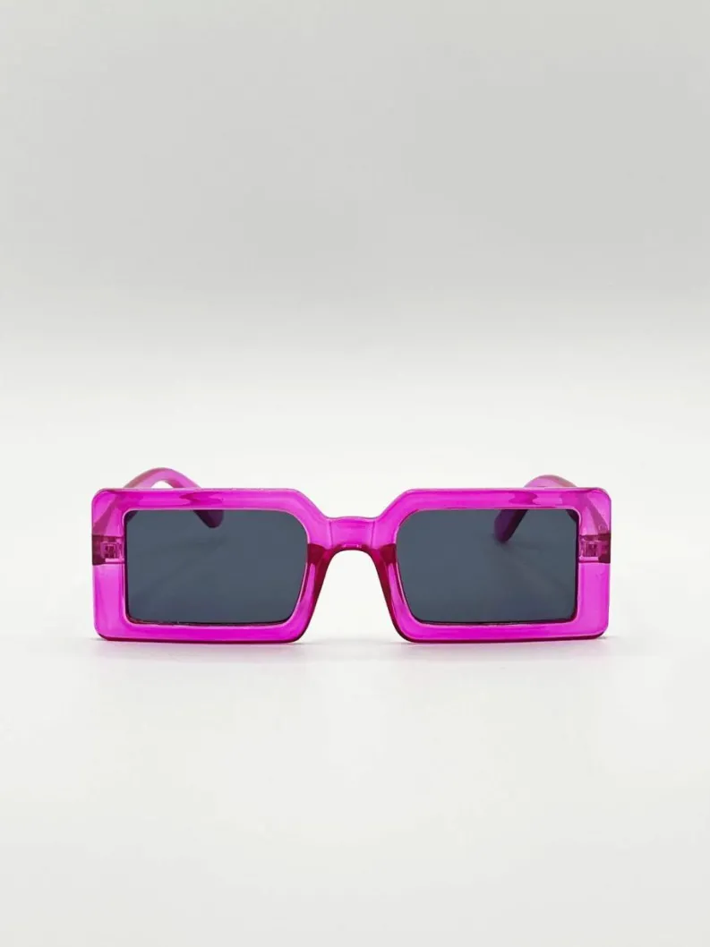 Sunglasses*SVNX Square Frame Sunglasses in Hot with Black Lens Pink