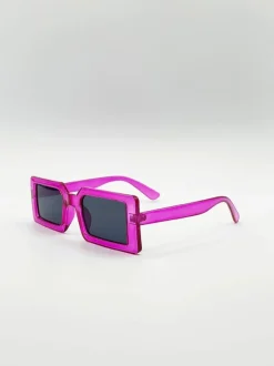 Sunglasses*SVNX Square Frame Sunglasses in Hot with Black Lens Pink