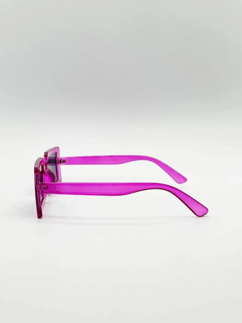 Sunglasses*SVNX Square Frame Sunglasses in Hot with Black Lens Pink