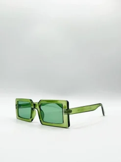 Sunglasses*SVNX Square Frame Sunglasses in with lens Green