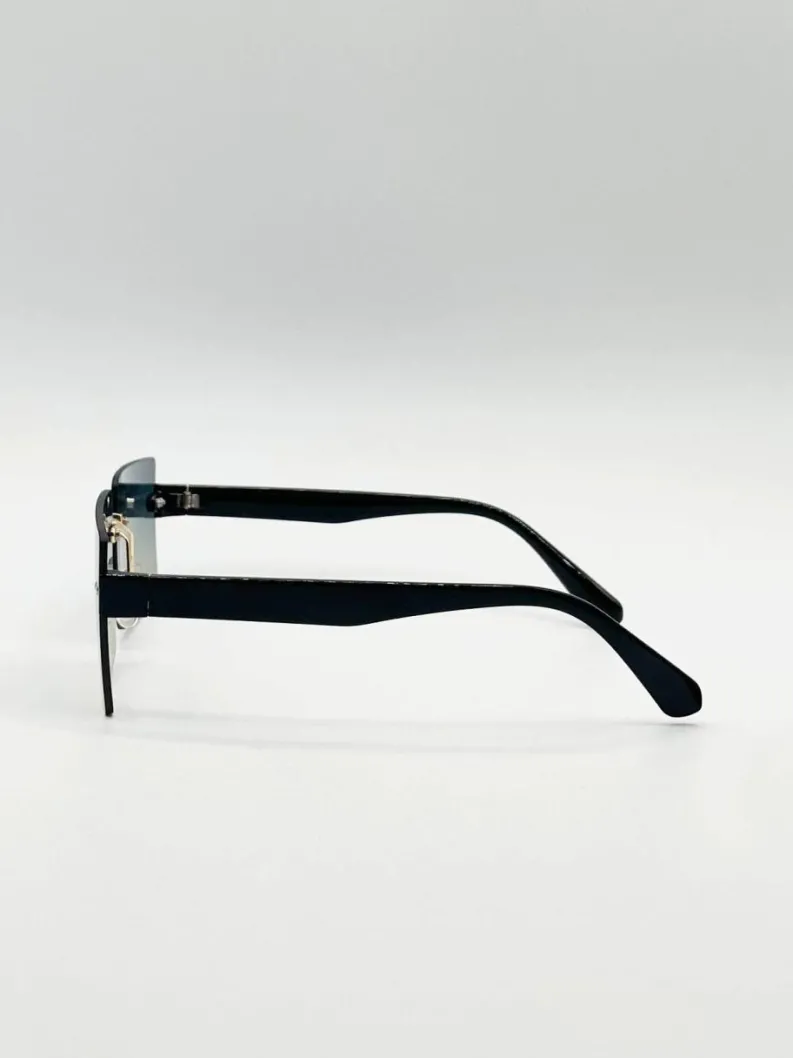 Sunglasses*SVNX Square Frameless Sunglasses with Ombre Lens Black