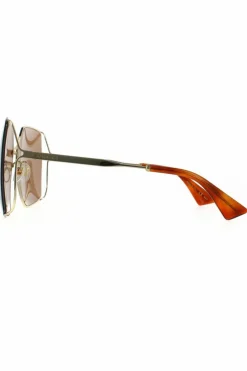 Sunglasses*Gucci Square Brown Sunglasses Gold