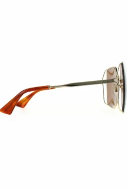 Sunglasses*Gucci Square Brown Sunglasses Gold