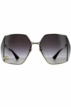Sunglasses*Gucci Square Grey Gradient Sunglasses Gold