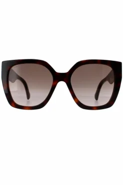 Sunglasses*Gucci Square Havana Crystal Gradient GG1300S Brown