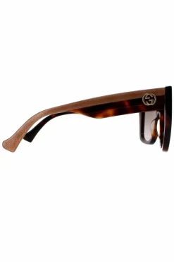 Sunglasses*Gucci Square Havana Crystal Gradient GG1300S Brown