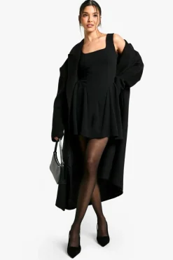 Skater Dresses|Mini Dresses*boohoo Square Neck Full Skirt Mini Dress black